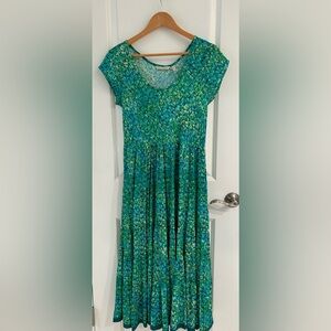 Soft Surroundings Mariana  maxi dress size PM turquoise blue tiered